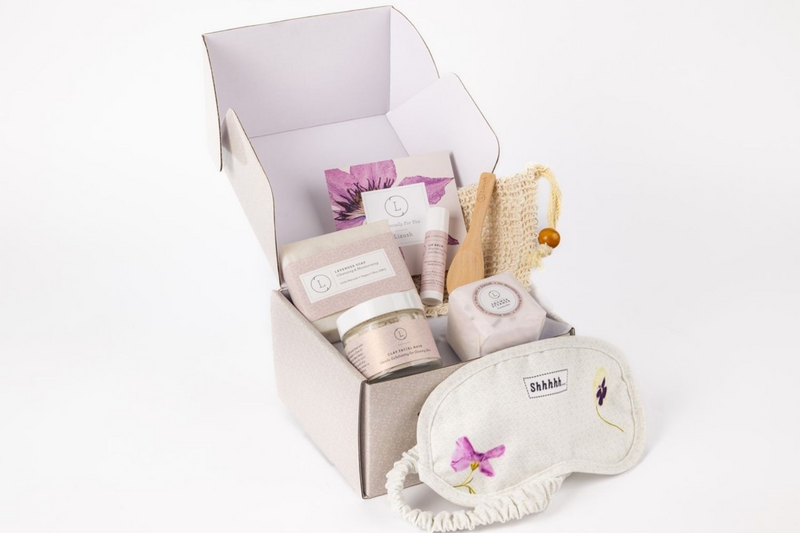 Lavender bath and body set, Natural skincare appreciation gift box