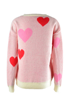 Angel Wings Heart Round Neck Droppped Shoulder Sweater