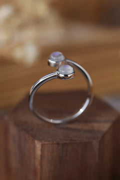 High Quality Natural Moonstone 925 Sterling Silver Toi Et Moi Ring