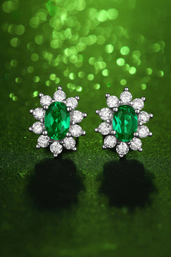 1 Carat  Emerald Stud Earrings