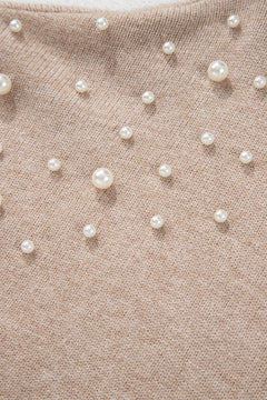 Plus Size Pearl Detail Round Neck Long Sleeve Sweater