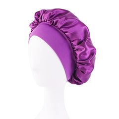 Satin Solid Wide-Brimmed Sleeping Bonnet