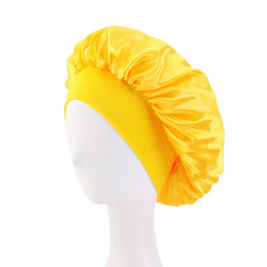 Satin Solid Wide-Brimmed Sleeping Bonnet