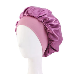 Satin Solid Wide-Brimmed Sleeping Bonnet